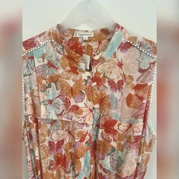 Poupette St Barth Felicia Mini Dress White Orange Butterflies Size XS LIKE NEW - Picture 4 of 5